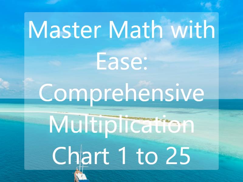 Master Math with Ease: Comprehensive Multiplication Chart 1 to 25