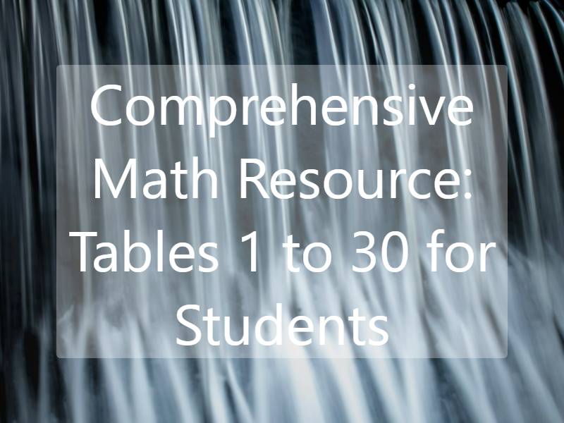 Comprehensive Math Resource: Tables 1 to 30 for Students | Ultimate Math Guide