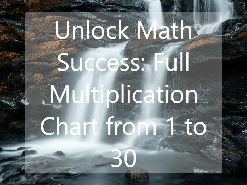 Unlock Math Success: Full Multiplication Chart from 1 to 30